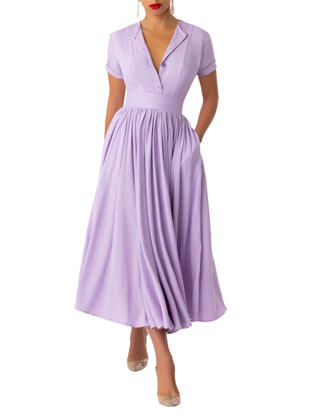 lavender midi dress